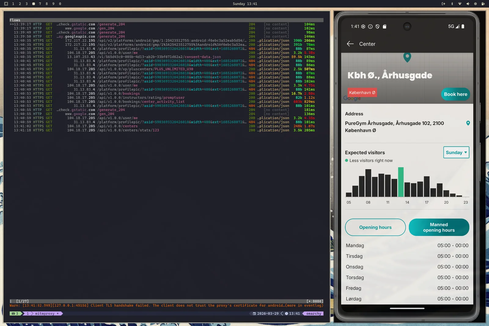 A redacted glimpse of the mobile analysis setup that finally made the app traffic inspectable